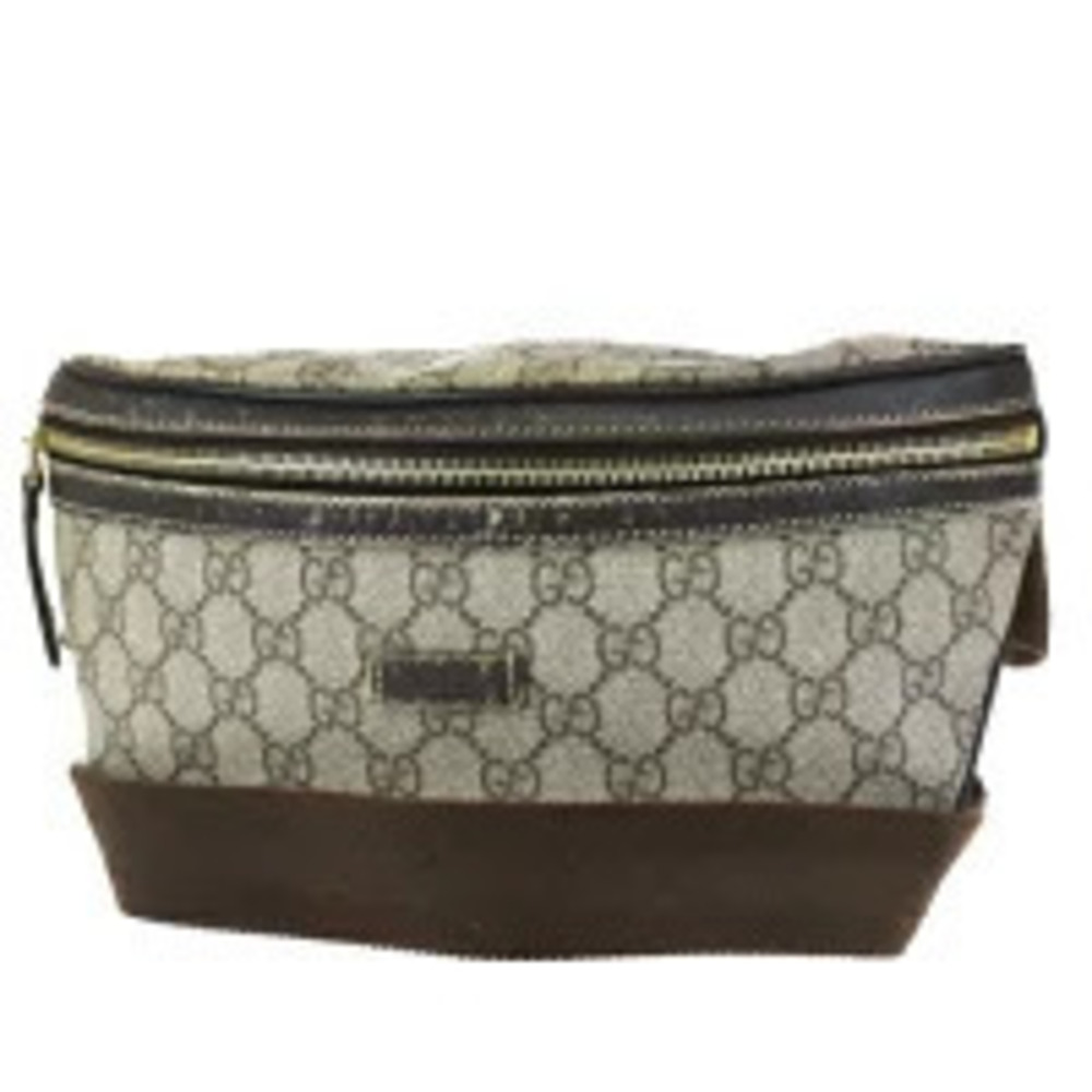 Gucci Waist Pouch Clutch Bag GG Brown Leather